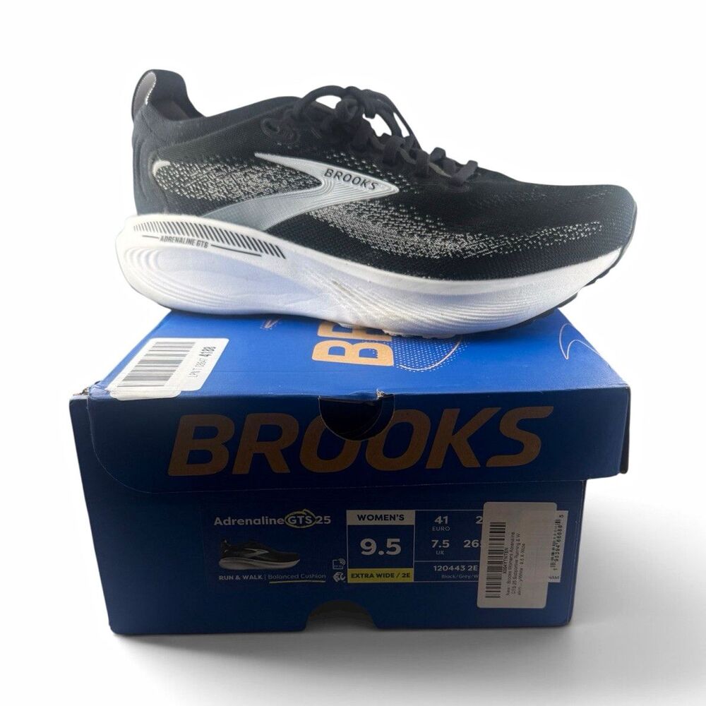 Brooks Adrenaline GTS 25 9.5WBlack/White/Gray Extra Wide Low Top Lace Up Sneaker